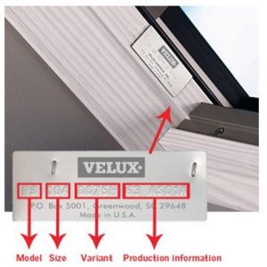Velux Product ID Data Plate