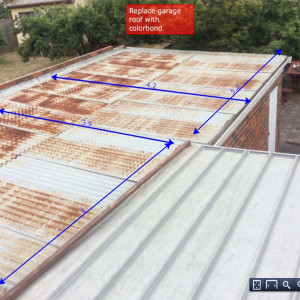 Rusted garage roof to be replaced with Colorbond Corrugated & Kliplok steel (before) - Heidelberg Heights (image)