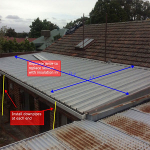 Skillion roof to be reroofed with Colorbond Klip-lok (before) - Heidelberg Heights (image)