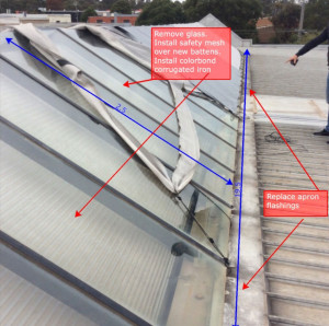 Replace glass atrium with metal roof (before) - Mitcham (image)