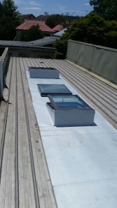 Velux skylights installed showing 15 degree pitch build-up - Alphington (image)