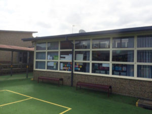 Gutters installed with new Colorbond downpipes - School (image)