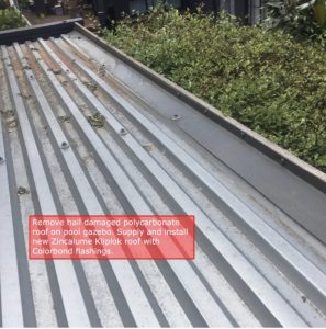 Polycarbonate Roof Replaced with Klip Lok Zinc | Before | Camberwell | Roofrite