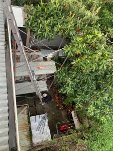 Scaffold set up for double storey safe work access | Melbourne | Roofrite